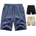 thumbnail image 1 of Ahuyic Plus Size Pants for Men,Mens Pants,Mens Loose Straight Beach Medium Comfortable Pants Casual Sports Five Point Pants,Blue,XL, 1 of 4