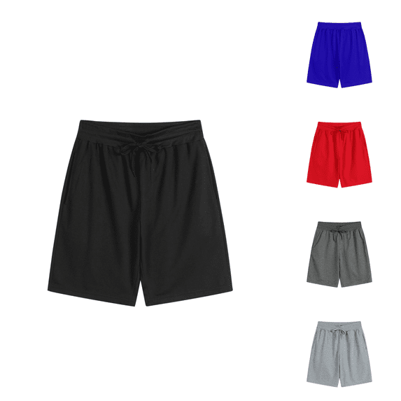 Ahuyic Plus Size Pants for Men,Mens Pants,Mens Style Solid Color Casual Fashion With Pockets Drawstring Waist Short Pants,Black,L