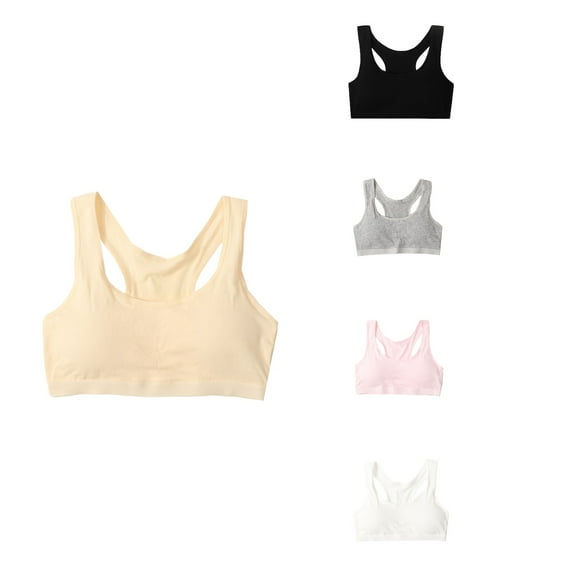 Ahuyic Summer Big Girls Bras,Girls Student Solid Color Bras,Girls Bra Solid Color Soft Comfortable Breathable Children Thin Style Student Underwear,White,Free Size