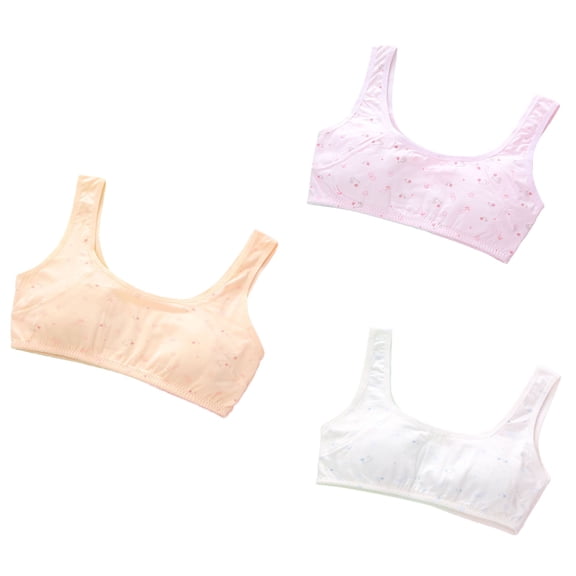 Ahuyic Summer Big Girls Bras,Girls Student Solid Color Bras,Girls Bra Solid Color Soft Comfortable Breathable Children Thin Style Student Underwear,White,Free Size