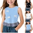 thumbnail image 1 of Ahuyic Summer Girls Top,Toddler Girls Cotton Tank Top,Childrens Spring And Summer Solid Color Puffed Sleeves Short Sleeves Round Neck T-shirt Top For Kids, 1 of 4