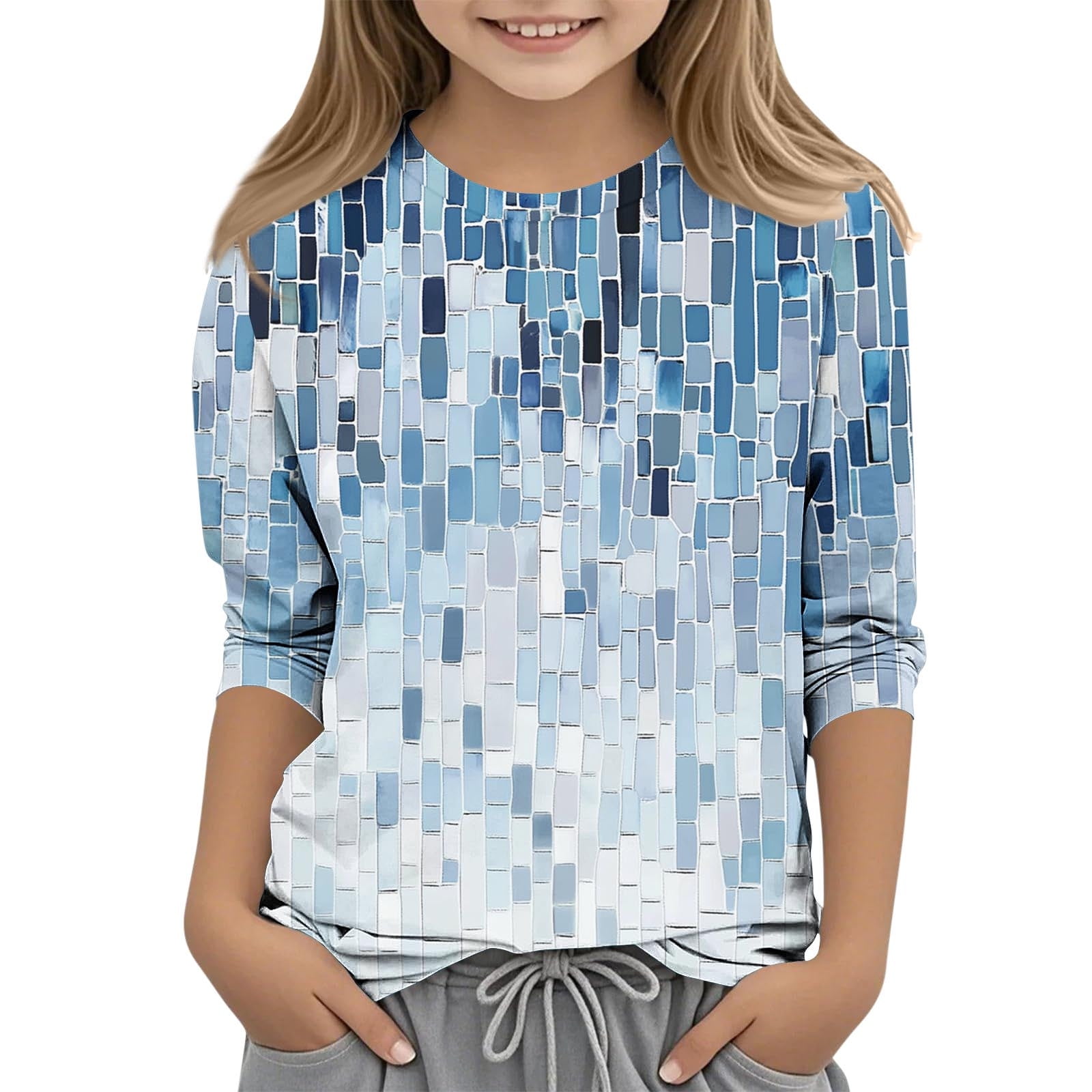 Ahuyic Summer Toddler Kids' Casual Blouse, Solid Color Loose 3/4 Sleeve