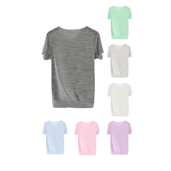 Ahuyic Summer Kids' Casual All Match Blouse, Solid Color Loose Short Sleeve Top For Girls And Boys,Summer Children's Casual Loose Short-Sleeved Round Neck Top Solid Color Round Neck T-Shirt
