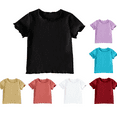 thumbnail image 1 of Ahuyic Summer Kids' Casual All Match Blouse, Solid Color Loose Short Sleeve Top For Girls And Boys,Summer Girl Solid Color Lace Casual T-Shirt Top Short Sleeve Round Neck Shirt, 1 of 5