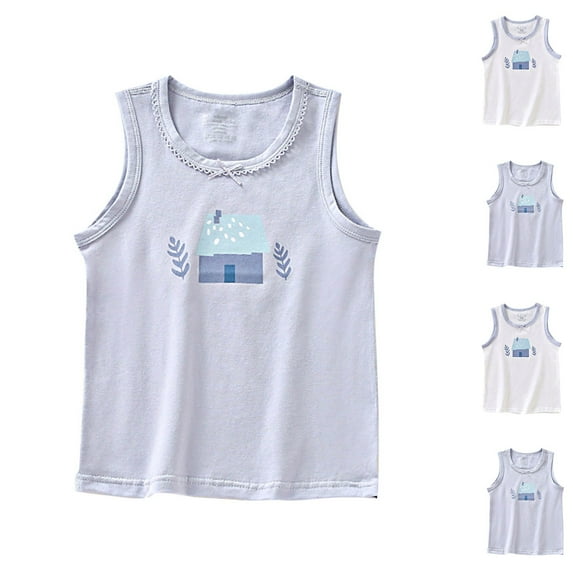 Ahuyic Summer Kids' Casual All Match Blouse, Solid Color Loose Sleeveless Top For Girls And Boys,Summer Children's Small Tank Top Cute Print Sleeveless Top With Jacket T-Shirt Bottom Shirt
