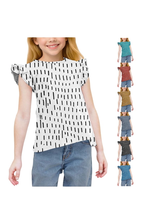 Summer Toddler Kids' Casual Blouse, Solid Color Loose Sleeveless Top For Girls And Boys,Summer Girls' T-Shirt Wave Point Solid Color Short Sleeve Girls' Thin Coat