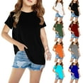 thumbnail image 1 of Ahuyic Summer Toddler Girls Short Sleeve Tshirt,Girls Casual Blouse And Tank Tops,Shirts For Kids Short Sleeve Graphic T-Shirt Round Neck Crop Top For 3-14 Years Girls And Boy T-Shirt Tee, 1 of 4