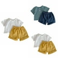 thumbnail image 1 of Ahuyic Summer Toddler Kids Casual Fashion Outfits, Boys And Girls Clothing Sets,Childrens Casual Solid Color Short Pants And Printing Round Neck Tank Top Sets, 1 of 5