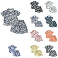 thumbnail image 1 of Ahuyic Summer Toddler Kids Casual Fashion Outfits, Boys And Girls Clothing Sets,Summer Childrens Casual Ice Silk Short Sleeve Lapel Sets And Short Pants Two Pieces Set, 1 of 4
