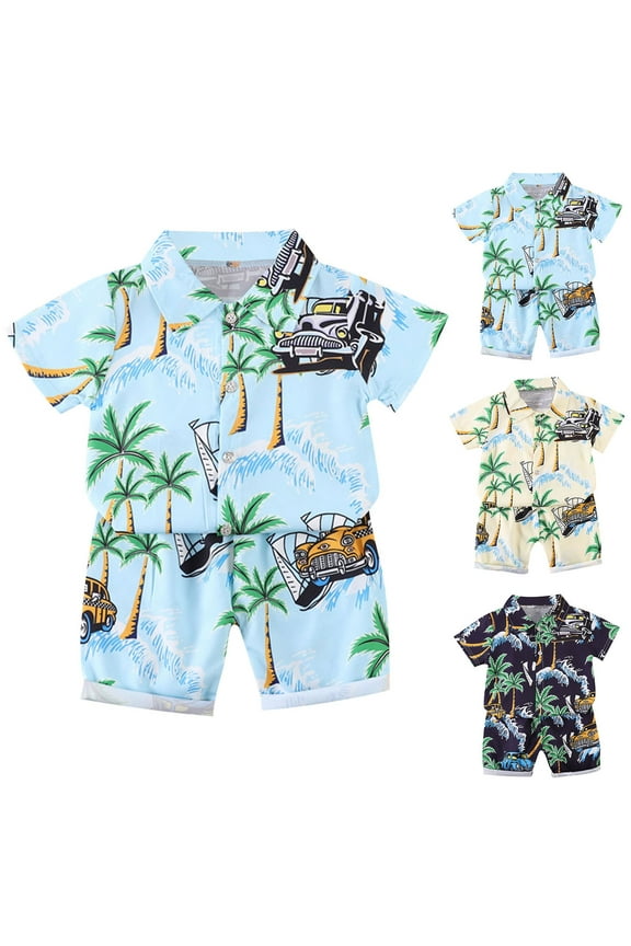 Boys Girls 2 Piece Outfits, Casual Outfit Sets for Toddler ,Summer Childrens Casual Ice Silk Short Sleeve Lapel Sets And Short Pants Two Pieces Set,Yellow,5 Years