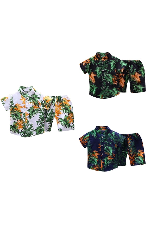 Boys Girls 2 Piece Outfits, Casual Outfit Sets for Toddler ,Summer Childrens Casual Ice Silk Short Sleeve Lapel Sets And Short Pants Two Pieces Set,Green,3 Years