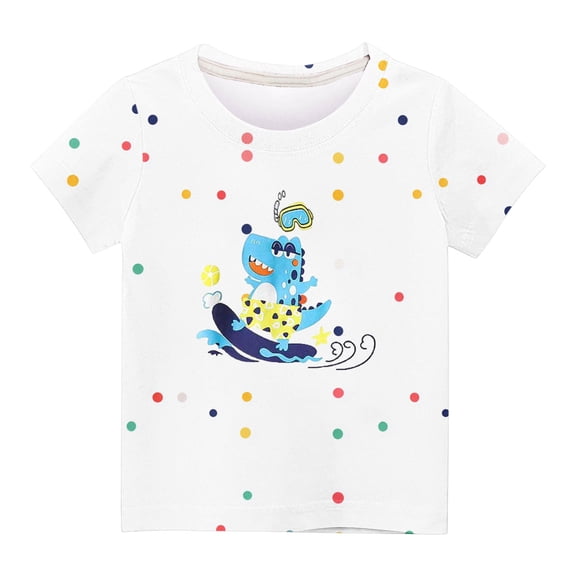 Ahuyic Summer Toddler Solid Color T-Shirt,Kids Casual Top,Boys' Fashion Casual Letter Printed Round Neck Short Sleeve Top