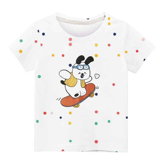 Ahuyic Summer Toddler Solid Color T-Shirt,Kids Casual Top,Boys' Fashion Casual Letter Printed Round Neck Short Sleeve Top