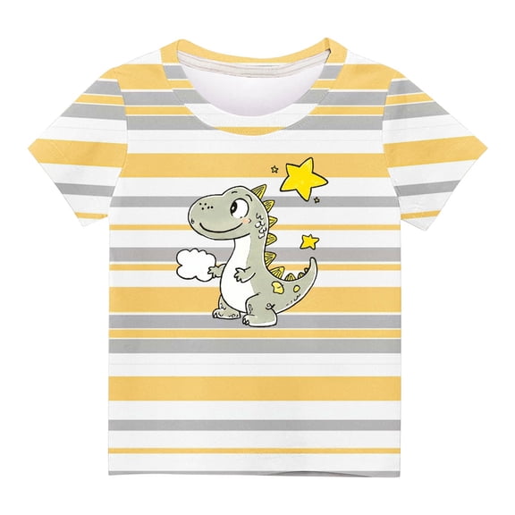 Ahuyic Summer Toddler Solid Color T-Shirt,Kids Casual Top,Boys' Fashion Casual Letter Printed Round Neck Short Sleeve Top