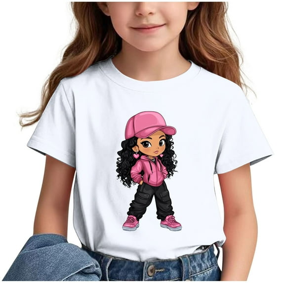 Ahuyic Summer Toddler Solid Color T-Shirt,Kids Casual Top,Printed Pattern T-shirt With Short Sleeves For Children In The Back Of School Season Round Neck Half Sleeve Casual Versatile Top