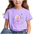 thumbnail image 1 of Ahuyic Summer Toddler Solid Color T-Shirt,Kids Casual Top,Printed Pattern T-shirt With Short Sleeves For Children In The Back Of School Season Round Neck Half Sleeve Casual Versatile Top, 1 of 5