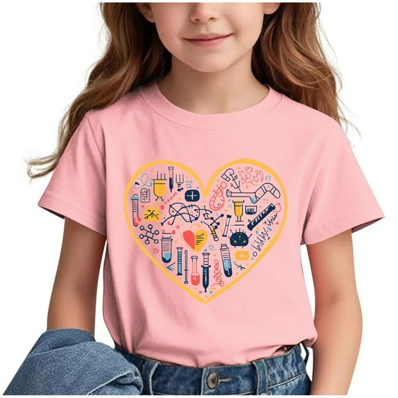 Ahuyic Summer Toddler Solid Color T-Shirt,Kids Casual Top,Printed Pattern T-shirt With Short Sleeves For Children In The Back Of School Season Round Neck Half Sleeve Casual Versatile Top