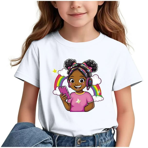 Ahuyic Summer Toddler Solid Color T-Shirt,Kids Casual Top,Printed Pattern T-shirt With Short Sleeves For Children In The Back Of School Season Round Neck Half Sleeve Casual Versatile Top