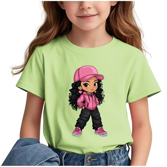 Ahuyic Summer Toddler Solid Color T-Shirt,Kids Casual Top,Printed Pattern T-shirt With Short Sleeves For Children In The Back Of School Season Round Neck Half Sleeve Casual Versatile Top