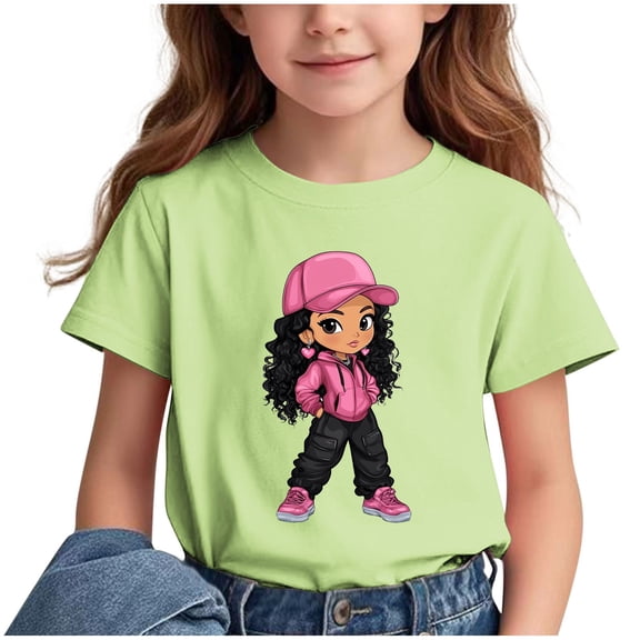 Ahuyic Summer Toddler Solid Color T-Shirt,Kids Casual Top,Printed Pattern T-shirt With Short Sleeves For Children In The Back Of School Season Round Neck Half Sleeve Casual Versatile Top