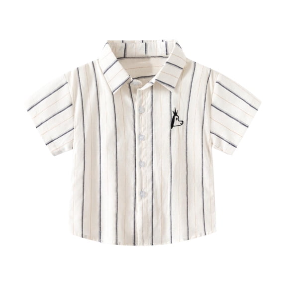 Ahuyic Summer Toddler Solid Color T-Shirt,Kids Casual Top,Summer New Children's Men's And Women's Striped Dog Printed Shirt Short Sleeve Button Loose Casual Shirt Top