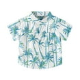 thumbnail image 1 of Ahuyic Summer Toddler Solid Color T-Shirt,Kids Casual Top,Summer New Kids' Leaf Printed Shirt Short Sleeve Flip Tie Pocket Button Casual Seaside Style Shirt Top Short Sleeve Round Neck Top/Shirt, 1 of 5