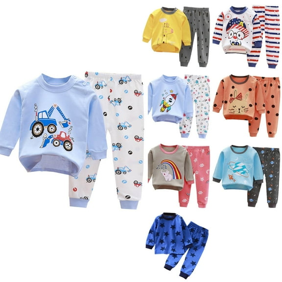 Ahuyic Toddler Kids Casual Fashion Outfits, Autumns And Winter Solid Color Top And Pants Set For Kids, Children Spring Printing Pants Long Sleeve Round-Neck Blouses Sets