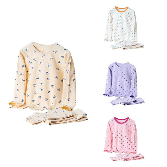 Ahuyic Toddler Kids Casual Fashion Outfits, Autumns And Winter Solid Color Top And Pants Set For Kids, Children's Printed Clothes Set Fall/Winter Warm Two Piece Set Long Sleeve Round Neck Top Set