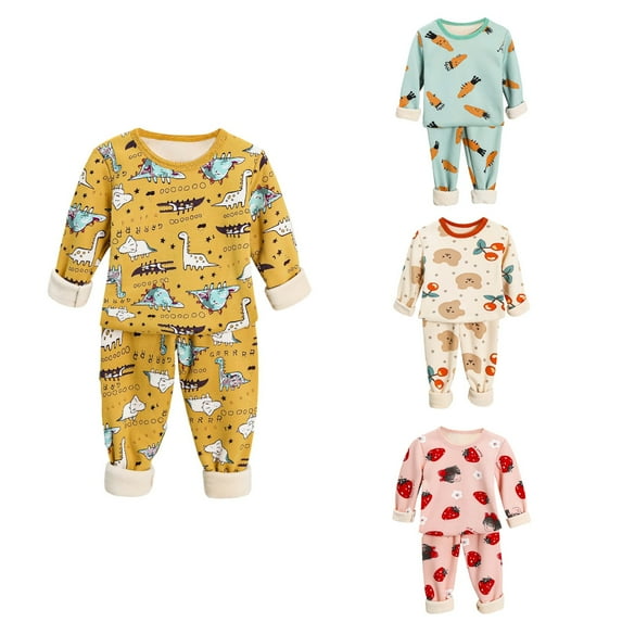 Ahuyic Toddler Kids Casual Fashion Outfits, Autumns And Winter Solid Color Top And Pants Set For Kids, Children's Thermal Underwear Set Padded And Thickened Winter Boys Boys Fall Clothes And Pants