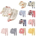 thumbnail image 1 of Ahuyic Toddler Kids Casual Fashion Outfits, Autumns And Winter Solid Color Top And Pants Set For Kids, Men's And Women's Cute Printing Clothes Set Newborn Underwear Thin Two Piece Set Sleepwear Set, 1 of 4
