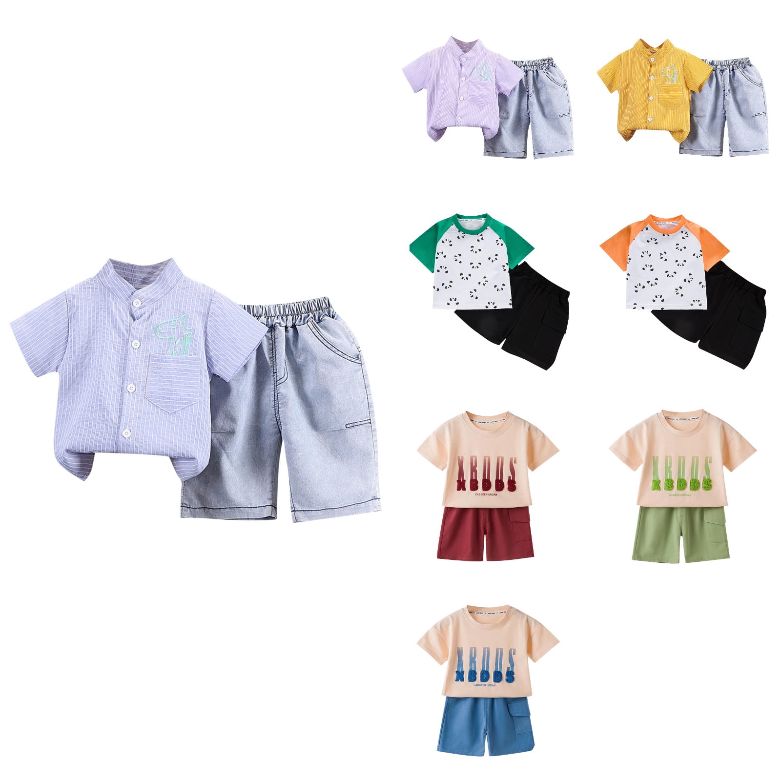 Kids Short Sleeve Tops Pants Casual Sets Daily School Wear main image 1