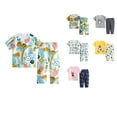 thumbnail image 1 of Ahuyic Toddler Kids Casual Fashion Outfits, Spring And Autumns Solid Color Top And Pants Set For Kids, Fashion And Boys' Casual Short Sleeve Tops Round Neck Collar Botton Printed Short Pants, 1 of 4