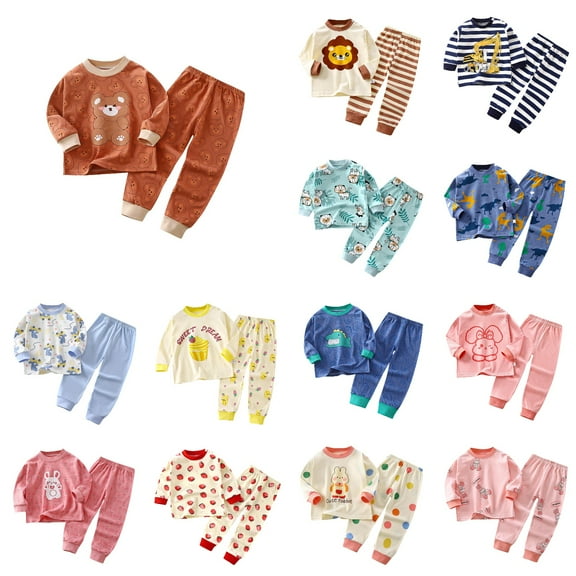 Ahuyic Toddler Kids Casual Fashion Outfits, Spring And Autumns Solid Color Top And Pants Set For Kids, Fashion Girls And Boys' Casual Long Sleeve Round Neck Collar Botton Printed Long Pants Sets