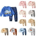 thumbnail image 1 of Ahuyic Toddler Kids Casual Fashion Outfits, Spring And Autumns Solid Color Top And Pants Set For Kids, Fashion Girls And Boys' Casual Long Sleeve Round Neck Collar Botton Printed Long Pants Sets, 1 of 4