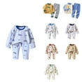 thumbnail image 1 of Ahuyic Toddler Kids Casual Fashion Outfits, Spring And Autumns Solid Color Top And Pants Set For Kids, Fashion Girls And Boys' Casual Long Sleeve Round Neck Collar Botton Printed Long Pants Sets, 1 of 4