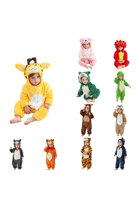 Toddler Kids Casual Rompers, Autumns And Winters Kids Long Sleeved JumpSuit,Toddler Boys And Girls Cute Printing Romper Long Sleeve Hooded Jumpsuit Cute Printing Flannel Clothes