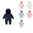 thumbnail image 1 of Ahuyic Toddler Kids Casual Rompers, Autumns And Winters Kids Long Sleeved JumpSuit,Toddler Kids Girls Fashion Solid Color Cute Thickening Keep Warm Bear Ear Jumpsuit, 1 of 4