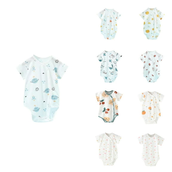 Ahuyic Toddler Kids Casual Rompers, Spring And Autumns Kids Short Sleeved JumpSuit,Newborn Cute Printed Short Sleeved Thin Cut Sweat Absorbing Breatble Clothes Bags Fart Clothes Pajamas