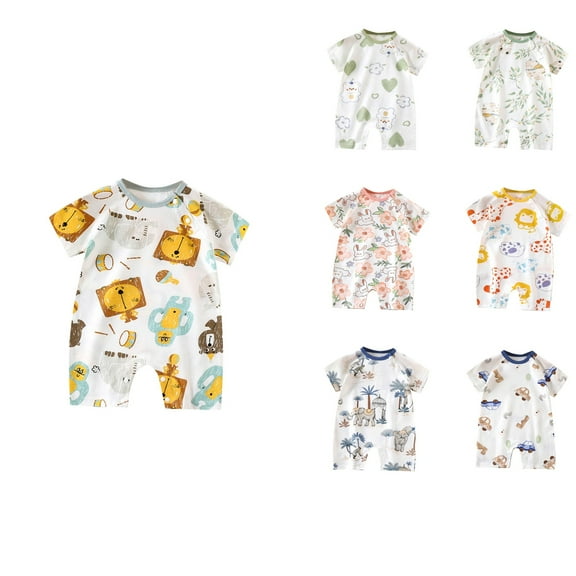 Ahuyic Toddler Kids Casual Rompers, Spring And Autumns Kids Short Sleeved JumpSuit,Thin Newborn Clothes Jumpsuit Cute Print Clothes For Boys And Open Range Climbing Clothes Short Sleeved Climbing