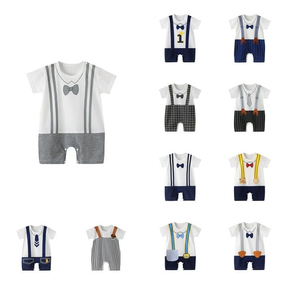 Ahuyic Toddler Kids Casual Rompers, Spring And Autumns Kids Short Sleeved JumpSuit,Toddler Girls And Boys Short Sleeve Printed Color T-Shirt RouAnd Neck Jumpsuit Romper