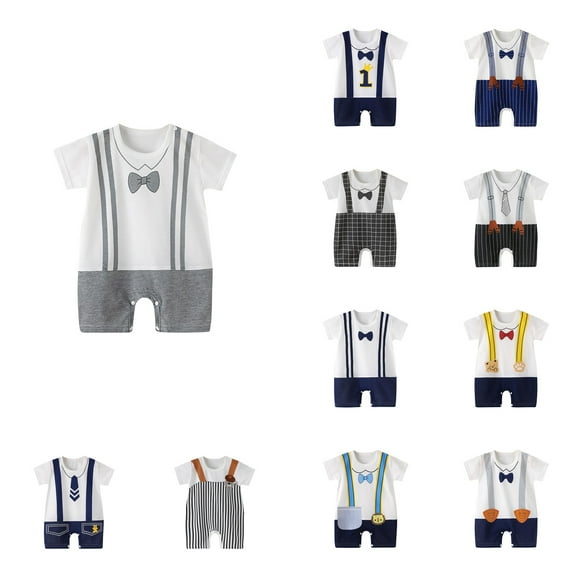 Ahuyic Toddler Kids Casual Rompers, Spring And Autumns Kids Short Sleeved JumpSuit,Toddler Girls And Boys Short Sleeve Printed Color T-Shirt RouAnd Neck Jumpsuit Romper