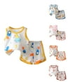 thumbnail image 1 of Ahuyic Toddler Kids Clothing Set,Kids Casual Outfits,Summer Thin Sleeveless Round Neck Set Home Wear Two-piece Set Cute Print Top+shorts Casual Two-piece Set, 1 of 3