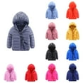 thumbnail image 1 of Ahuyic Toddler Kids Long Sleeved Coat, Fall And Winter Warm Coat For Kids, Children's Fashion Solid Color Lightweight Down Jacket Long Sleeved Hooded Casual Jacket, 1 of 8
