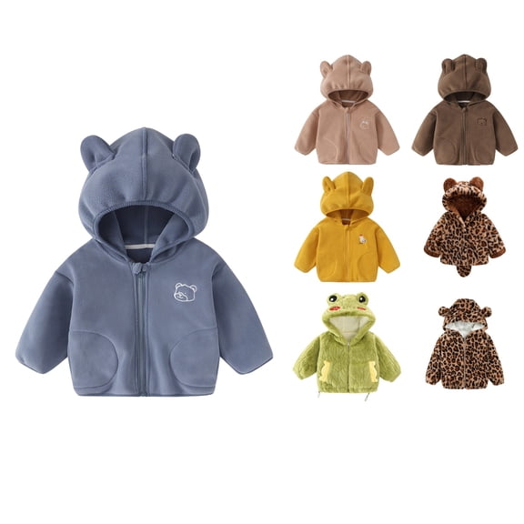 Ahuyic Toddler Kids Long Sleeved Coat, Fall And Winter Warm Coat For Kids, Children's Long Sleeved Leopard Print Thick Cotton Coat Hooded Warm Jacket Long Sleeved Hooded Casual Jacket