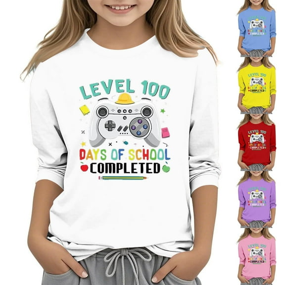 Ahuyic Toddler Kids Long Sleeved Crew Neck Blouse, Fall/Winter Warm Tops For Kids, Boys And Middle And High School 100 Day School Quarter Sleeved Round Neck Pullover Base Shirt,11 Years