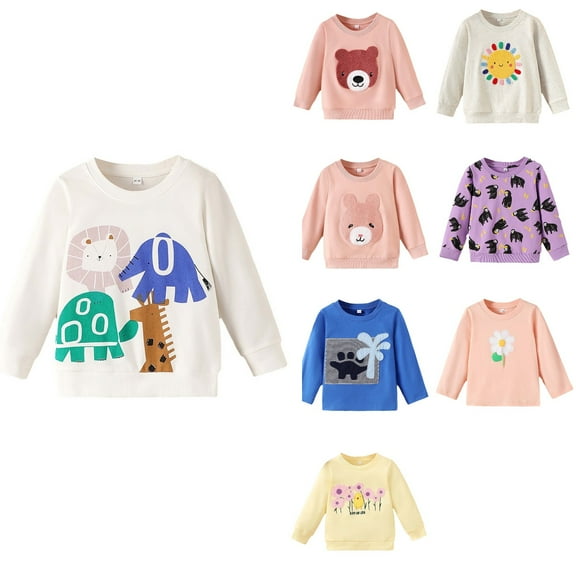 Ahuyic Toddler Kids Long Sleeved Crew Neck Blouse, Fall/Winter Warm Tops For Kids, Kids Clothing Girls Sweatshirts Long Sleeve Cotton Sweatshirts For Kids,6 Years