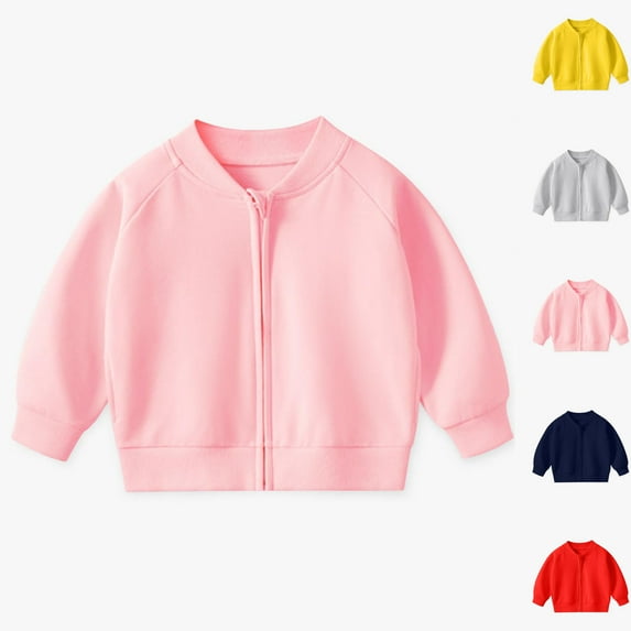 Ahuyic Toddler Kids Long Sleeved Jacket For Fall And Winter, Warm Coat For Kids, Children Solid Color Jacket Childrens Zipper Cardigan Childrens Sports Coat