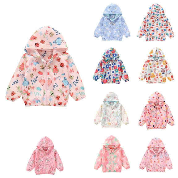 Ahuyic Toddler Kids Long Sleeved Jacket For Fall And Winter, Warm Coat For Kids, Fashion Childrens Casual Coat Watertightness Printing Hooded Hardshell Jacket