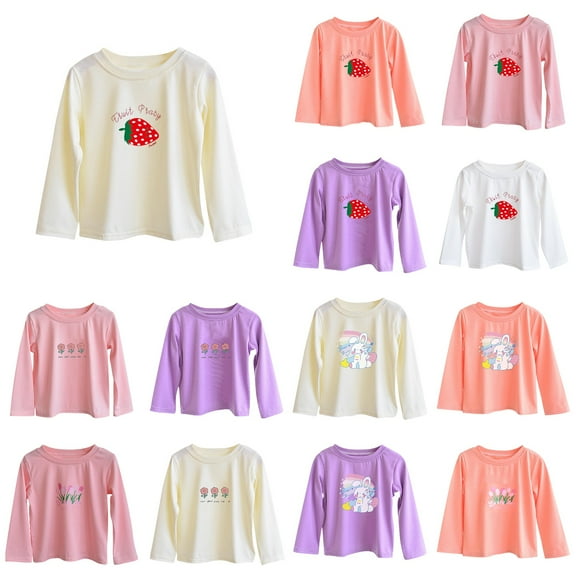 Ahuyic Toddler Kids Loose Top, Casual Long Sleeve Blouse For Autumns And Winter, Toddler Kids Loose Casual Solid Color Print Long Sleeved Round Neck Top