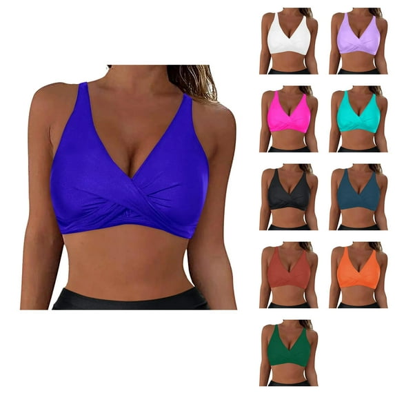 Ahuyic Womens Bikini,Fashion Womens Sleeveless Solid Bikini Swimsuit Push-Up Padded Swimwear Swimsuit Blouse,Purple,L